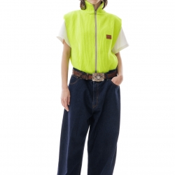 English Knit Zip Vest Fluo Yellow