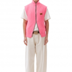 English Knit Zip Vest Fluo Pink