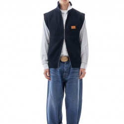 English Knit Zip Vest Black