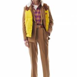 Paneled Down Vest Yellow