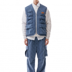 Quilted Denim Multipocket Vest 