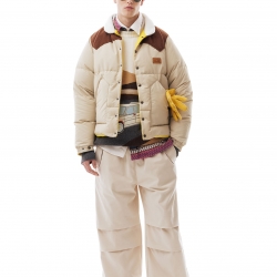 Paneled Down Jacket Beige