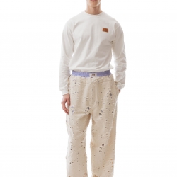 Ripped Denim Pants Cream