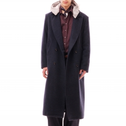 Hooded Shetland Coat Navy