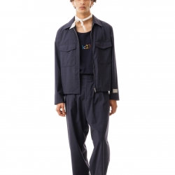 Nylon-Wool Overshirt Navy