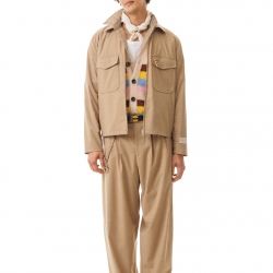 Nylon-Wool Overshirt Camel