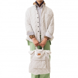 Quilted Popeline Overshirt Cream-Black