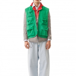 Multipocket Suede Vest Green