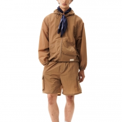 Nylon Hooded Jacket Brown