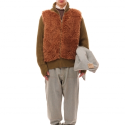 Fur Zip Cardigan Olive