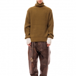Turtkeneck Rib Knit Sweater Olive