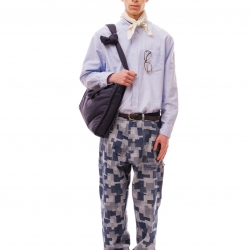 Work Patchwork Denim Trousers