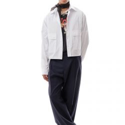 Boxy Shirt White-Navy