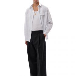 Pockets Stripes Shirt Pale Blue-White