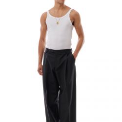 Shiny Wool Wide Pence Trousers