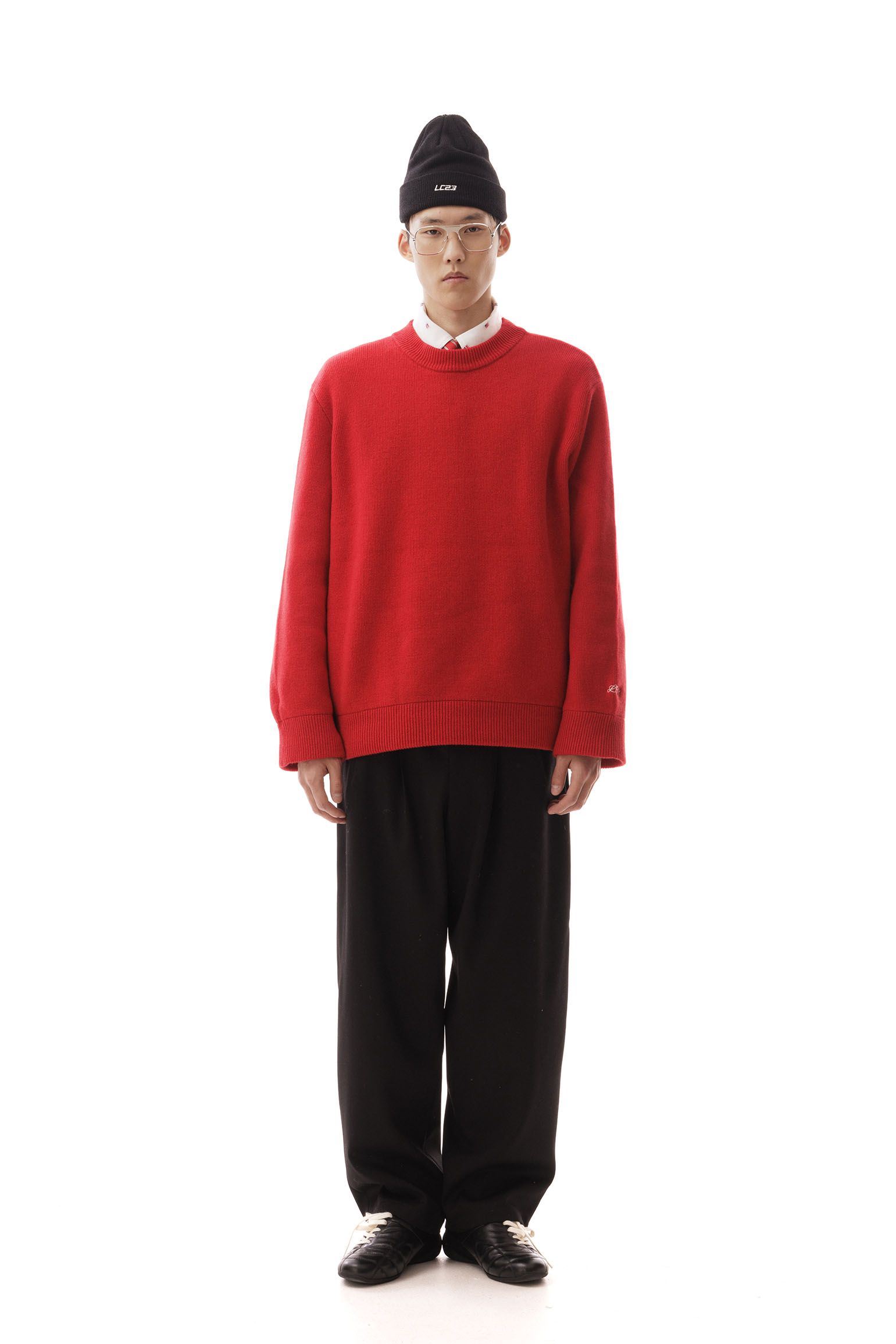 LC23 | Round Collar Sweater Red