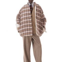 Dirty Check Overshirt Camel-Orange