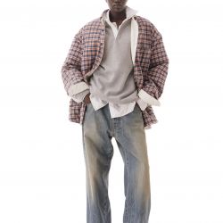 Dirty Check Overshirt Blue-Red