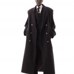 Hearts Buttons DB Coat Black