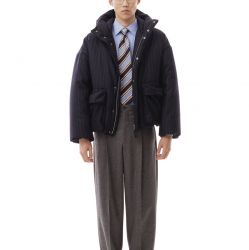 Gessato Flannel Down Jacket