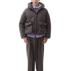 Dark Grey Flannel Down Jacket