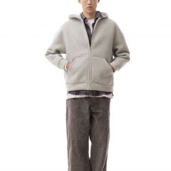 Neoprene-Wool Hoodie Pale Green