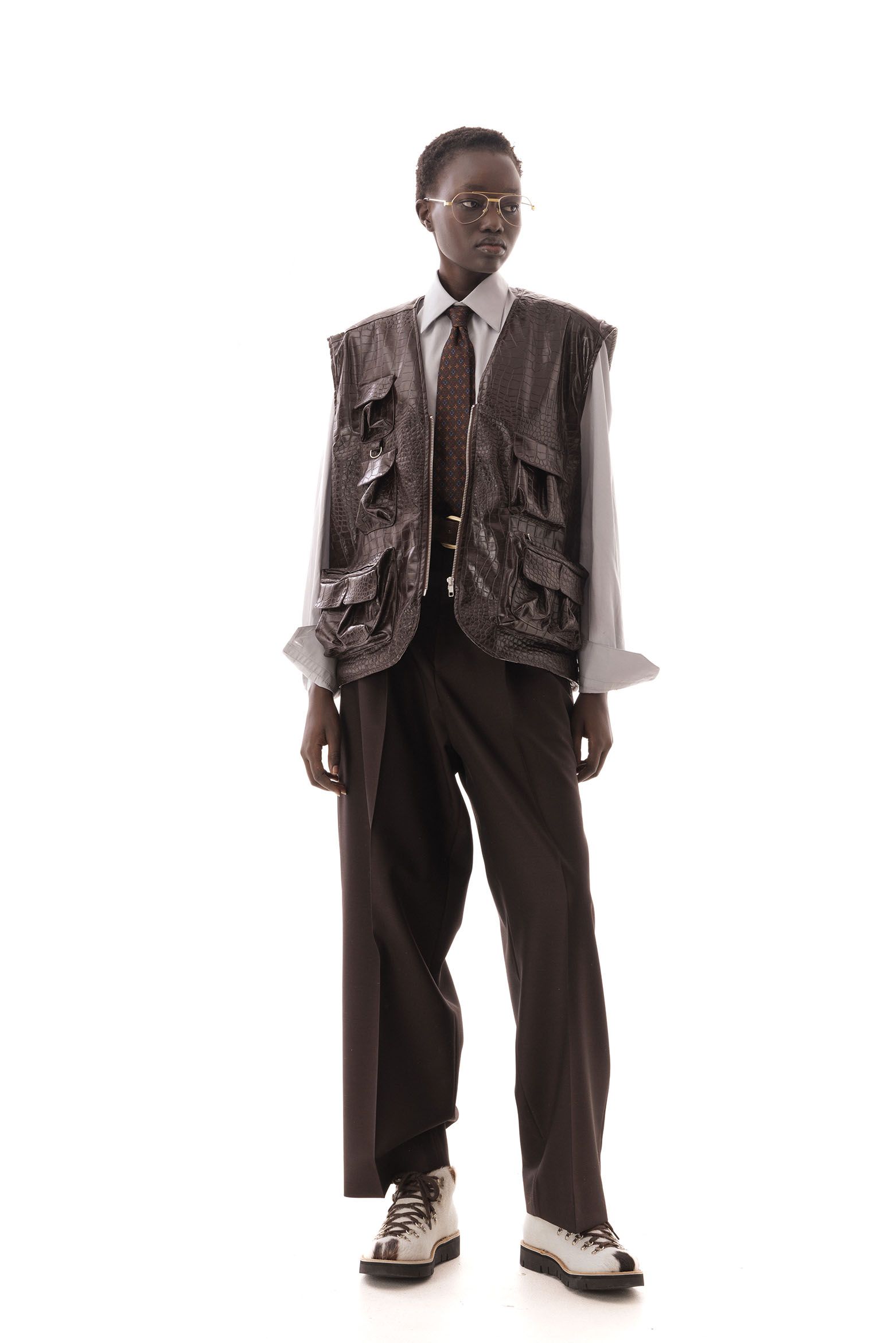f♡　laubeblanc Belted Wool long gilet Laubeblanc Belted Wool Long Gilet