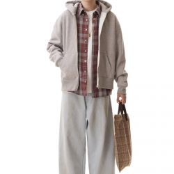 Basic Zip Hoodie Grey