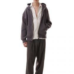 Cotton Zip Hoodie Dark Grey