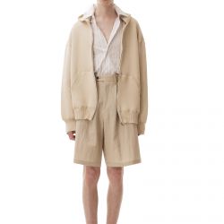 Cotton Zip Hoodie Beige