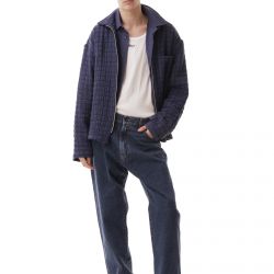 Jacquard Check Overshirt Navy