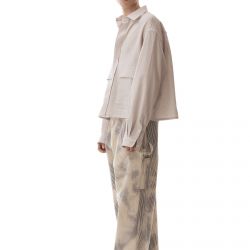 Boxy Seersucker Shirt Grey