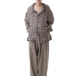 Hooded Check Shirt Grey