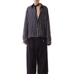 Viscose Stripes Sport Shirt Navy