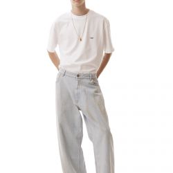Pale Blue Wide Denim Trousers