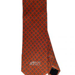 Silk Tie Micro Pattern Orange