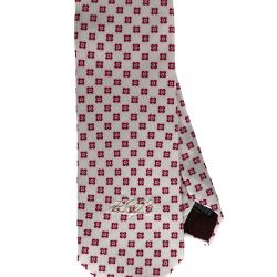 Silk Tie Micro Pattern White-Red