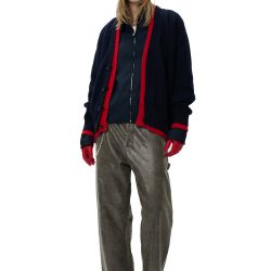 2 Colors Cardigan Sweater Navy