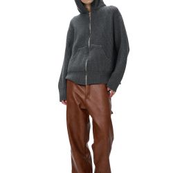Rib Stitch Zip Hoodie Dark Grey