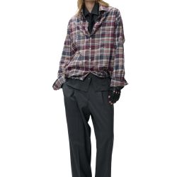 Crop Check Flannel Shirt Burgundy