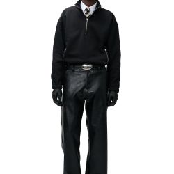 Work Faux Leather Black Trousers