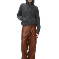 Work Faux Leather Brown Trousers