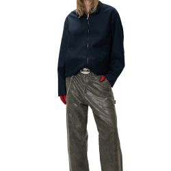 Work Faux Leather Grey Trousers