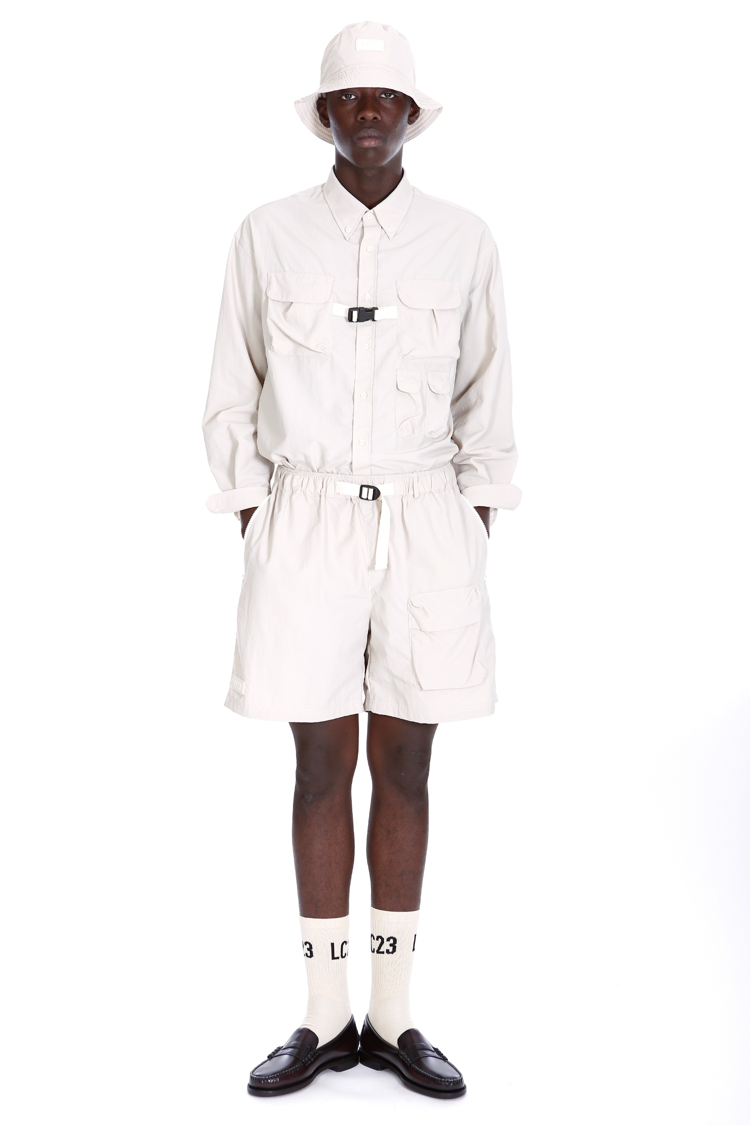 1 Pocket Nylon Shorts Beige